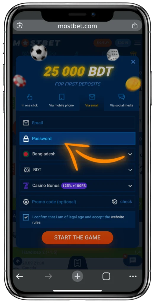 Mostbet password