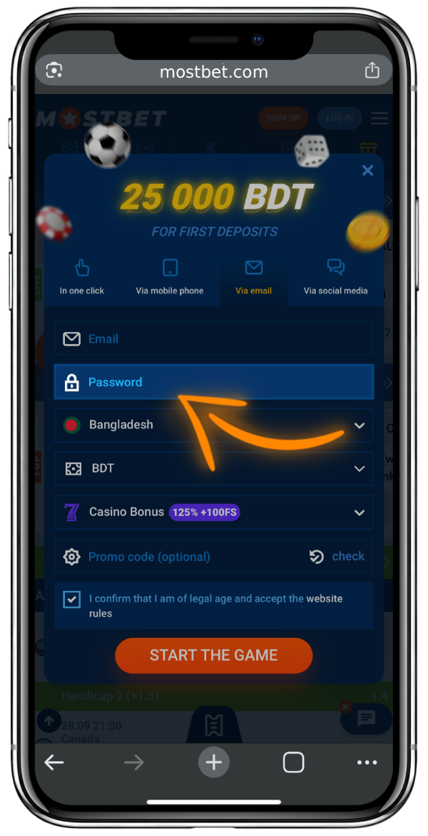 Mostbet password